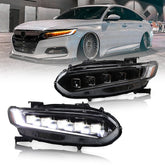 LED Headlights for 2018-2021 Honda Accord, with DRL Sequential Turn Signal Front Lamp - Kuerled