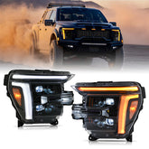 Full LED Headlights Pair for 2024 – 2025 Ford F-150, With DRL, Plug & Play, Only for Lariat/King Ranch/Platinum/Raptor - Kuerled
