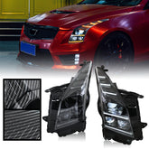 LED Headlights Carbon Fiber Style 3 Lens for 2013-2019 Cadillac ATS, LED Headlight Assembly, Easy installation, Plug-and-play