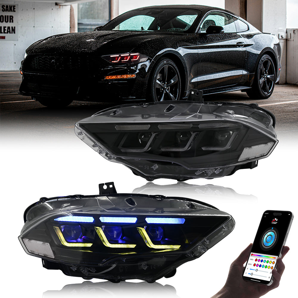 thumbnail image 2 of ROXX LED Headlight Assembly For 2018-2023 Ford Mustang – Driver Side Left, Black Housing, 5000K 2 of 5