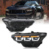 LED Headlight with Triple Projector & Dynamic Animation for 2024–2025 Ford Mustang EcoBoost / GT | Plug & Play Upgrade - Kuerled