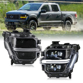 Full LED Headlights Pair for 2024–2025 Ford F-150, Dual-Projector with DRL, Startup & Sequential Turn Animation, Plug & Play for STX / XLT / XL