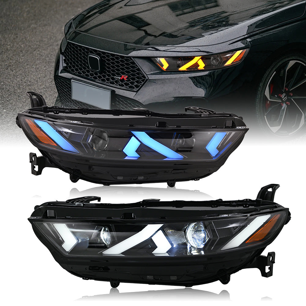 2023-2025 Honda Accord LED Headlight Assembly with Demon Eye, Color-Changing Projector, Plug & Play Upgrade for Sedan - Kuerled