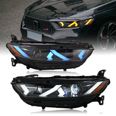 2023-2025 Honda Accord LED Headlight Assembly with Demon Eye, Color-Changing Projector, Plug & Play Upgrade for Sedan - Kuerled