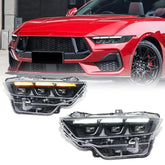 LED Headlight with Premium Triple-Projector for 2024-2025 Ford Mustang EcoBoost/GT, Plug & Play Upgrade