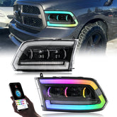 Dodge RAM 1500 (09-18), RAM 1500 2500 (13-18) RGB LED Headlights, Sequential Turn Signal, Plug & Play Upgrade - Kuerled