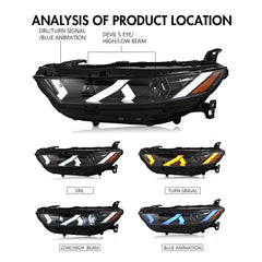 2023-2025 Honda Accord LED Headlight Assembly with Demon Eye, Color-Changing Projector, Plug & Play Upgrade for Sedan - Kuerled