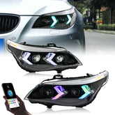 BMW 5-Series (2004-2010 E60/E61) RGB LED Headlight Assembly, Premium Projector Upgrade, Plug and Play