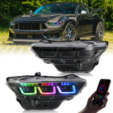 RGB LED Headlight with Triple Projector for 2024–2025 Ford Mustang EcoBoost / GT | Dynamic Animation & App Control