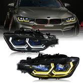 BMW 3-Series (2013-2018 F30/F31 328i/335i) LED Headlight Assembly, Dual-Color-DRL, Premium Projector Upgrade