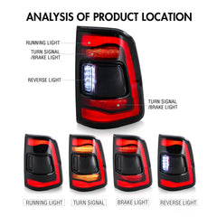 LED Tail Light Assembly for 2019-2024 Dodge Ram 1500 All Trims, Not Fit Ram 2500 3500