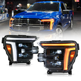 LED Headlights Pair for 2021 – 2025 Ford F-150 STX/XL/XLT (Factory Halogen Models) – Plug & Play w/ DRL