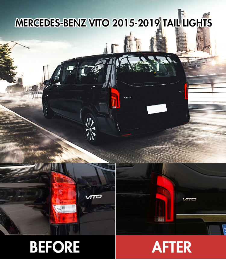 KuerLED Led Tail Light For 2015-2019 Mercedes-Benz Vito M447 MPV Rear Lamps Assembly (Smoked/Red) - KuerLED