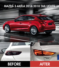 For 2014-2018 Mazda 3 Axela Led Tail Lights,Start Animation Continuous Indicator lights rear Lights Assembly - KuerLED