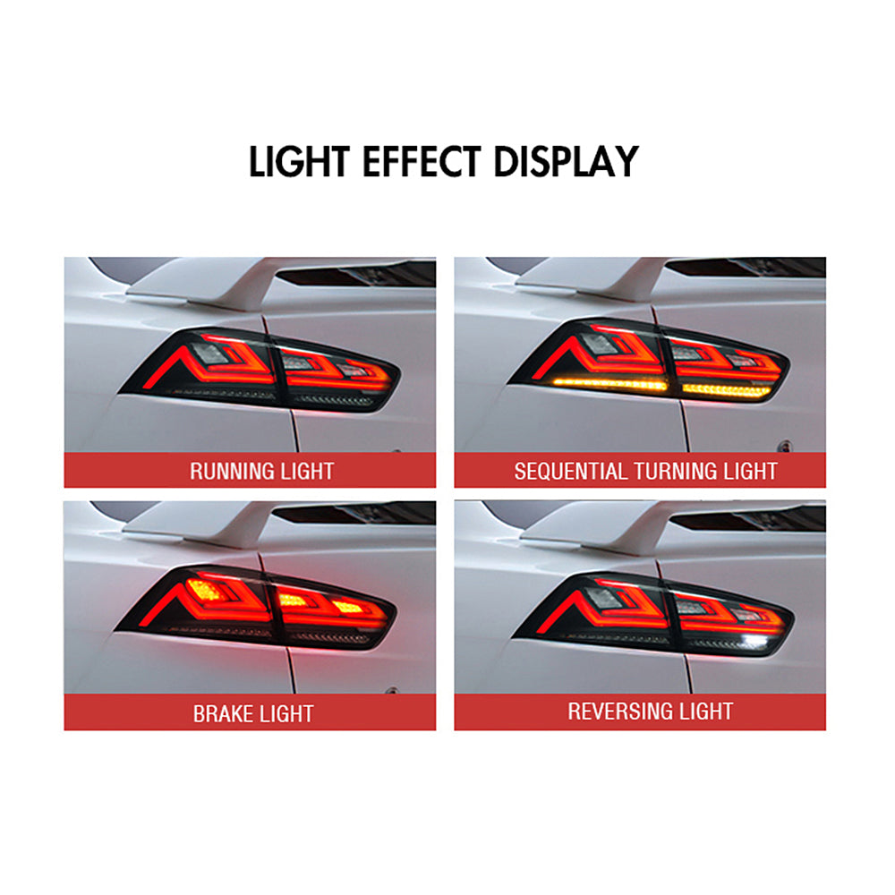 LED Tail Lights for 2008–2017 Mitsubishi Lancer & EVO X – Sequential Rear Lamps with Startup Animation