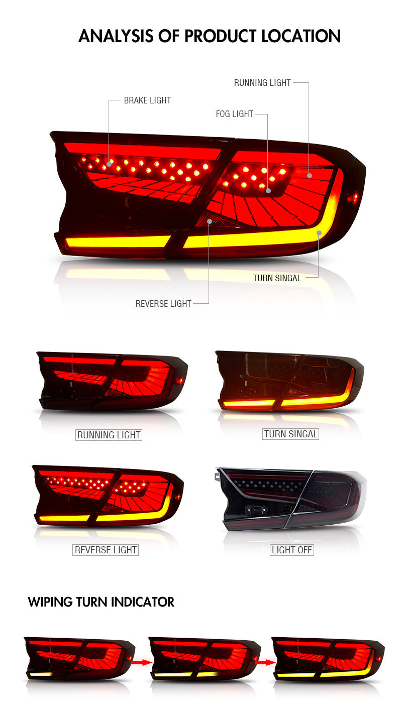 For 2018-2022 Honda Accord 10th Gen Led Tail Lights - KuerLED