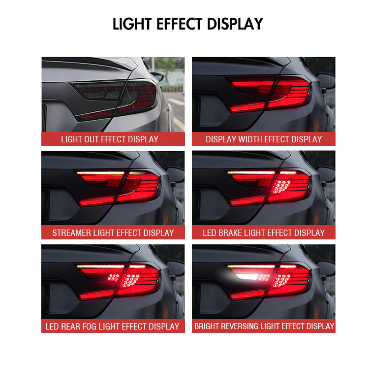 For 2018-2020?Honda Accord Smoked Dynamic Tail Lights With Start-up Animation Rear Lights Assembly - KuerLED