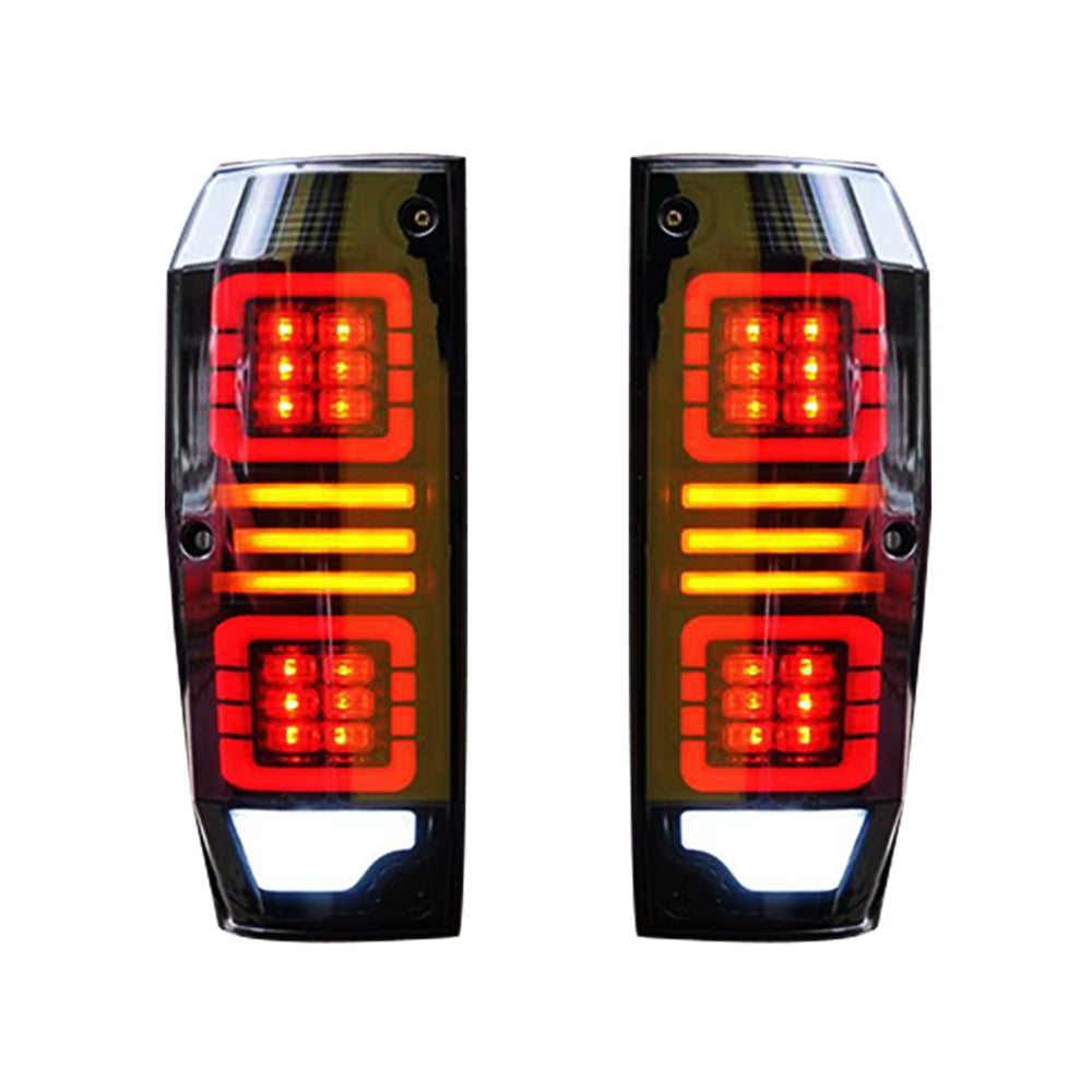 For 1984-2021 Toyota Land Cruiser LC76 LED Tail Lights Assembly (Smoked/Red) - KuerLED