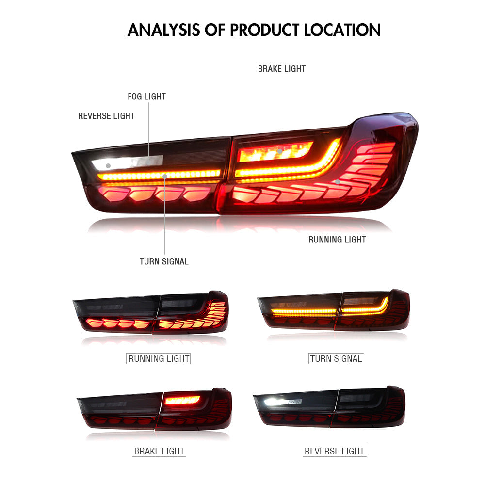 For 2019-2022 BMW G20 G80 M3 3 Series LED Tail Lights With Red Start Up Animation - KuerLED