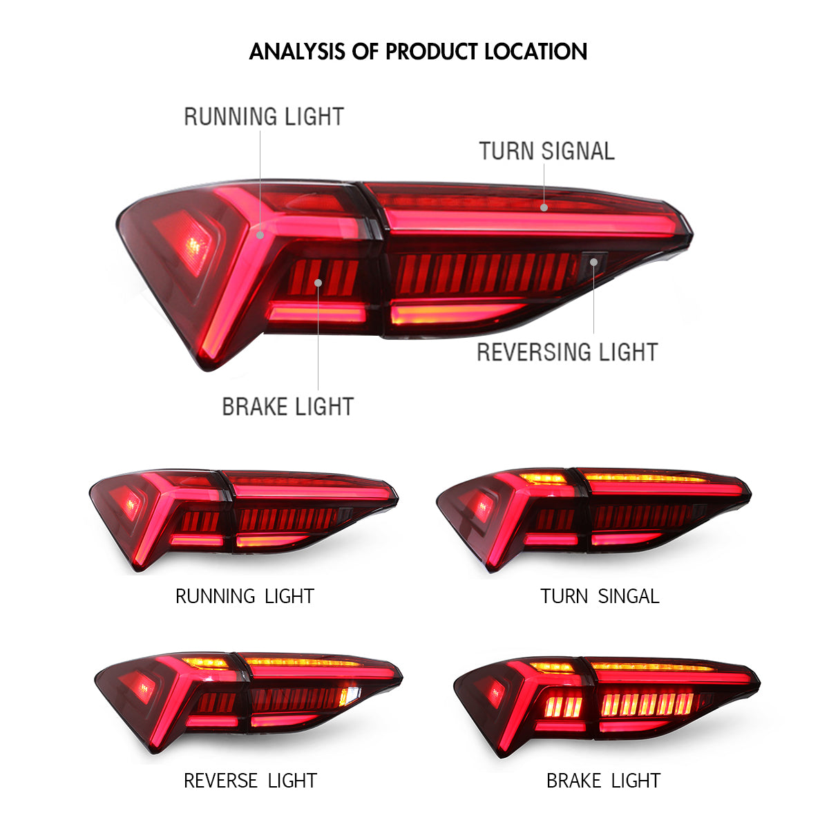 For 2019-2022 Toyota Avalon Led Tail Lights (Smoked/Red) - KuerLED