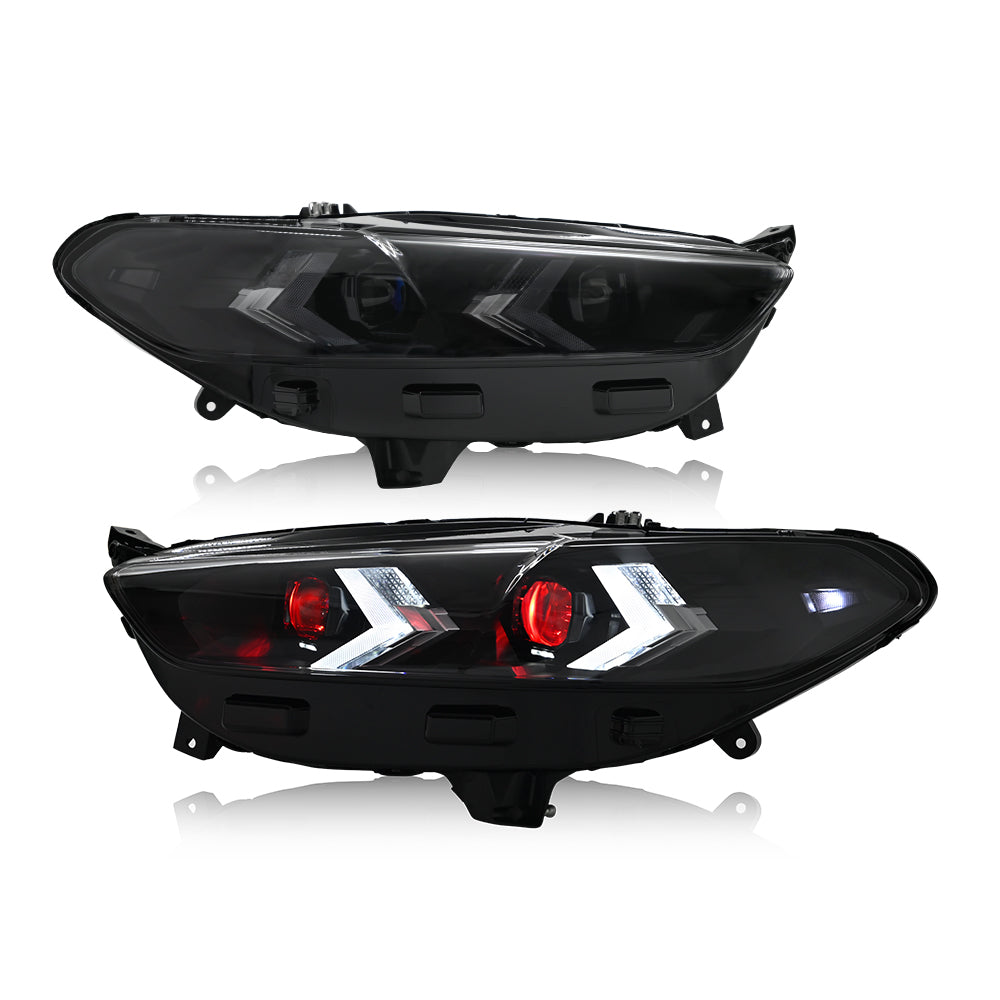 RGB LED Headlight with Demon Eye for 2017-2020 Ford Fusion/Mondeo, Projector Headlamp - Kuerled