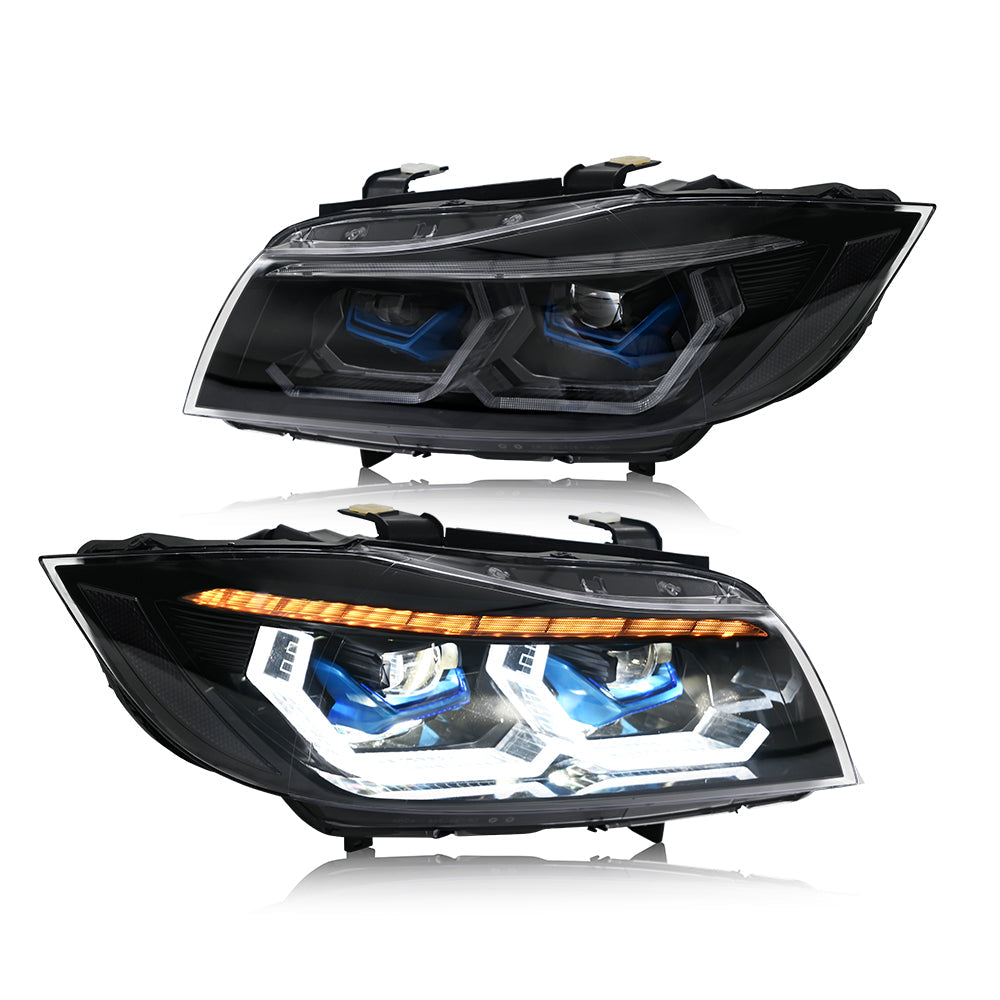 BMW 3-Series LED Headlights (2009-2012 E90/E91), Fits 320i/323i/325/330/335 Halogen/Xenon - Kuerled