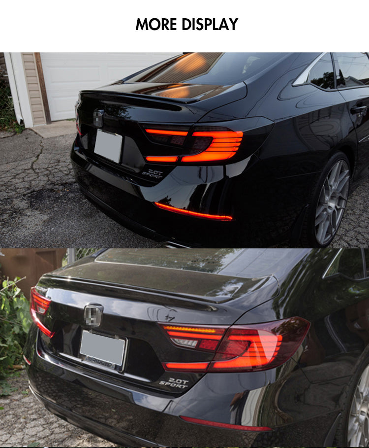 For 2018-2020?Honda Accord Smoked Dynamic Tail Lights With Start-up Animation Rear Lights Assembly - KuerLED