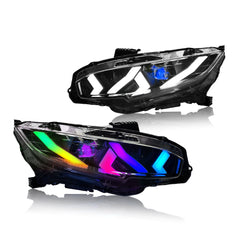 KuerLED RGB Headlight for 2016-2021 Honda Civic 10th gen Sedan/Hatchback/Coupe Headlight Assembly - KuerLED