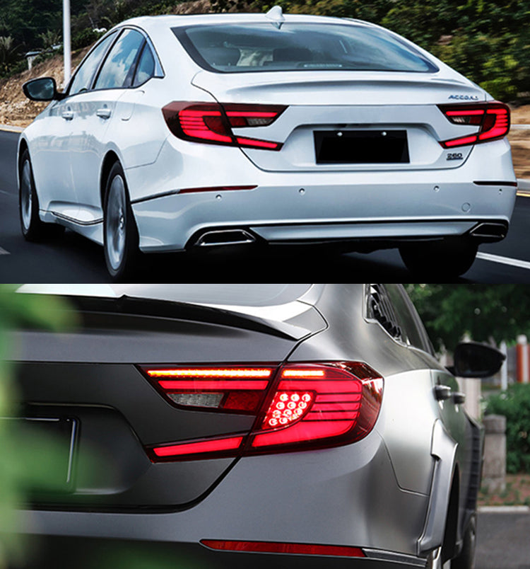 For 2018-2020?Honda Accord Smoked Dynamic Tail Lights With Start-up Animation Rear Lights Assembly - KuerLED