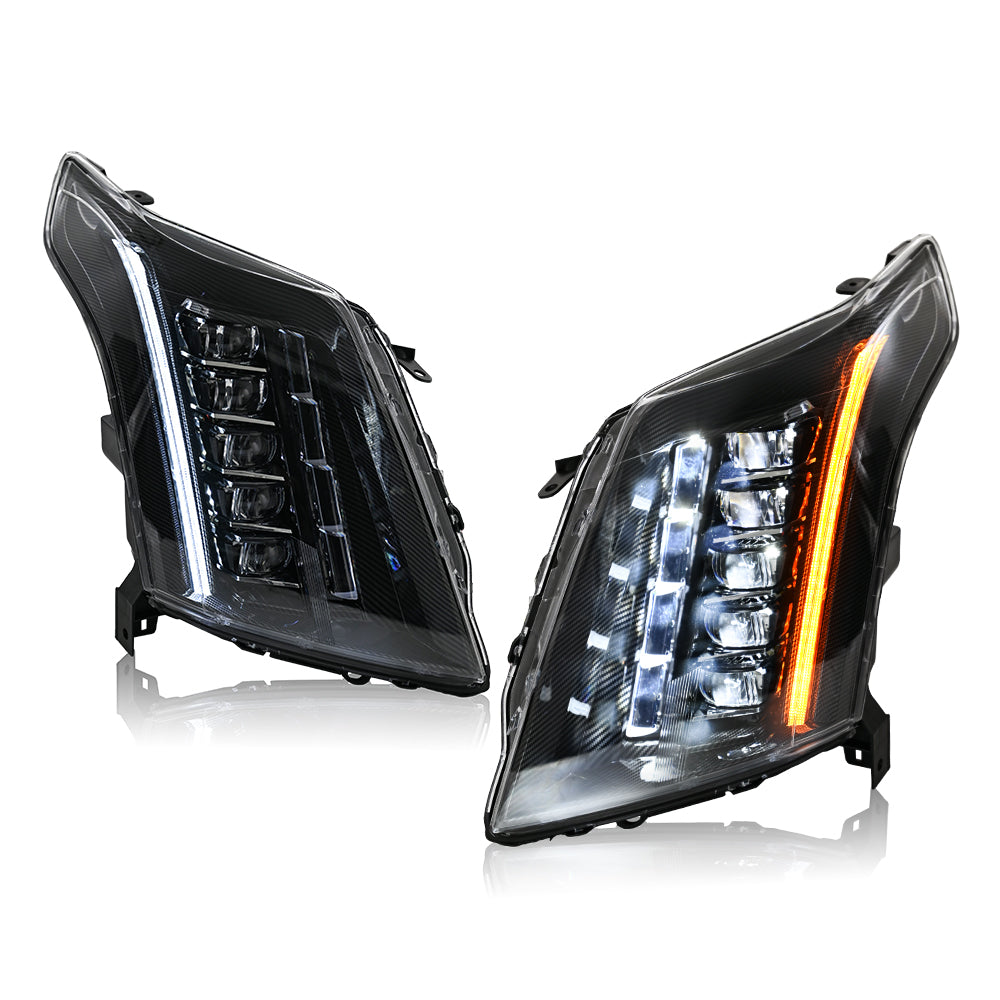 2010-2016 Cadillac SRX LED Headlights (Carbon Fiber Style), Complete Front Assembly, Plug & Play
