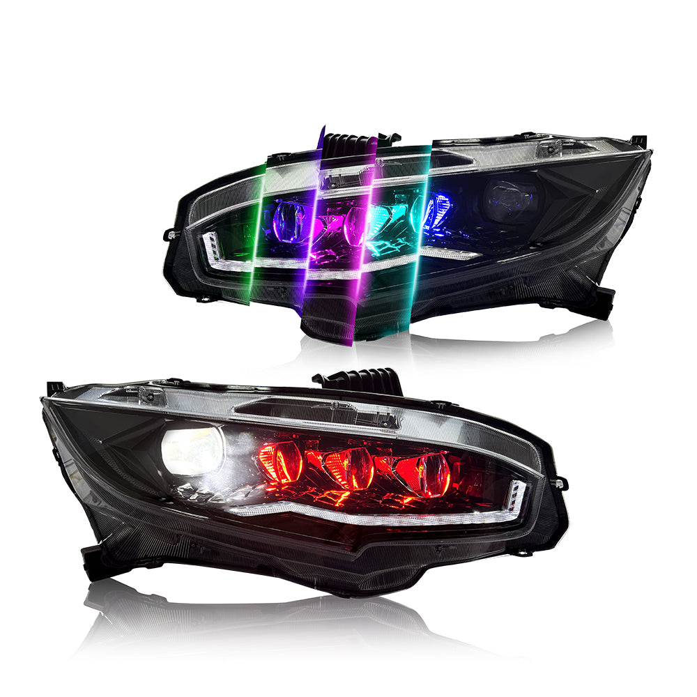 For 2016-2021 Honda Civic Headlights Assembly, Hatchback Coupe Sedan 10th Gen Led Headlight (Left Hand Drive) - KuerLED