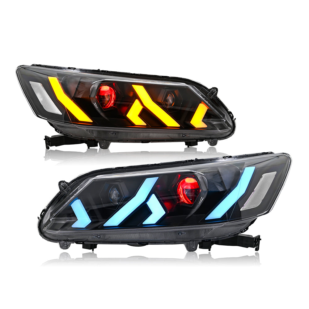 LED Headlight for 2013-2015 Accord 4door (Include Hybrid/LX/Touring Models),Easy Installation, Plug and Play with Devil Eye - Kuerled