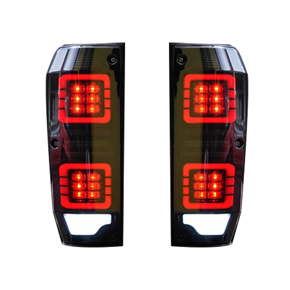 For 1984-2021 Toyota Land Cruiser LC76 LED Tail Lights Assembly (Smoked/Red) - KuerLED