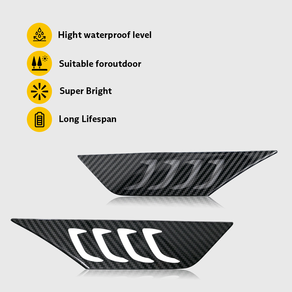 LED Side Marker Lights for 2016-2021 Honda Civic Sedan/Coupe/Hatchback, Smoked Lens & Yellow LED Turn Signal - Kuerled