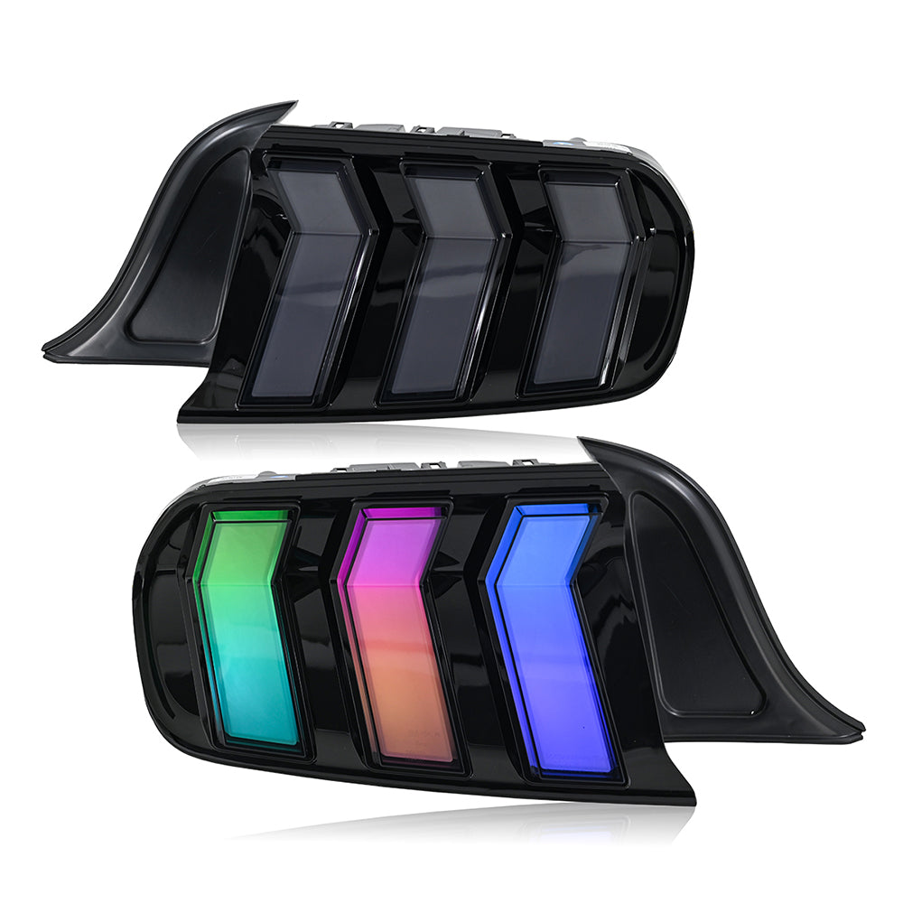 RGB LED Tail Lights with Sequential Turn Signals for 2013-2023 Ford Mustang, Plug & Play Assembly