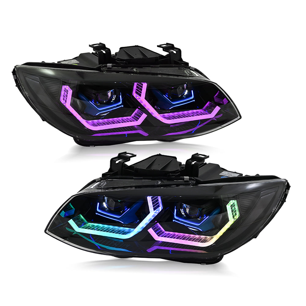 BMW 3-Series RGB LED Headlights (2011-2013 E92/E93/Coupe), Fits 325i/328i/335i, Plug and Play, Easy Installation - Kuerled