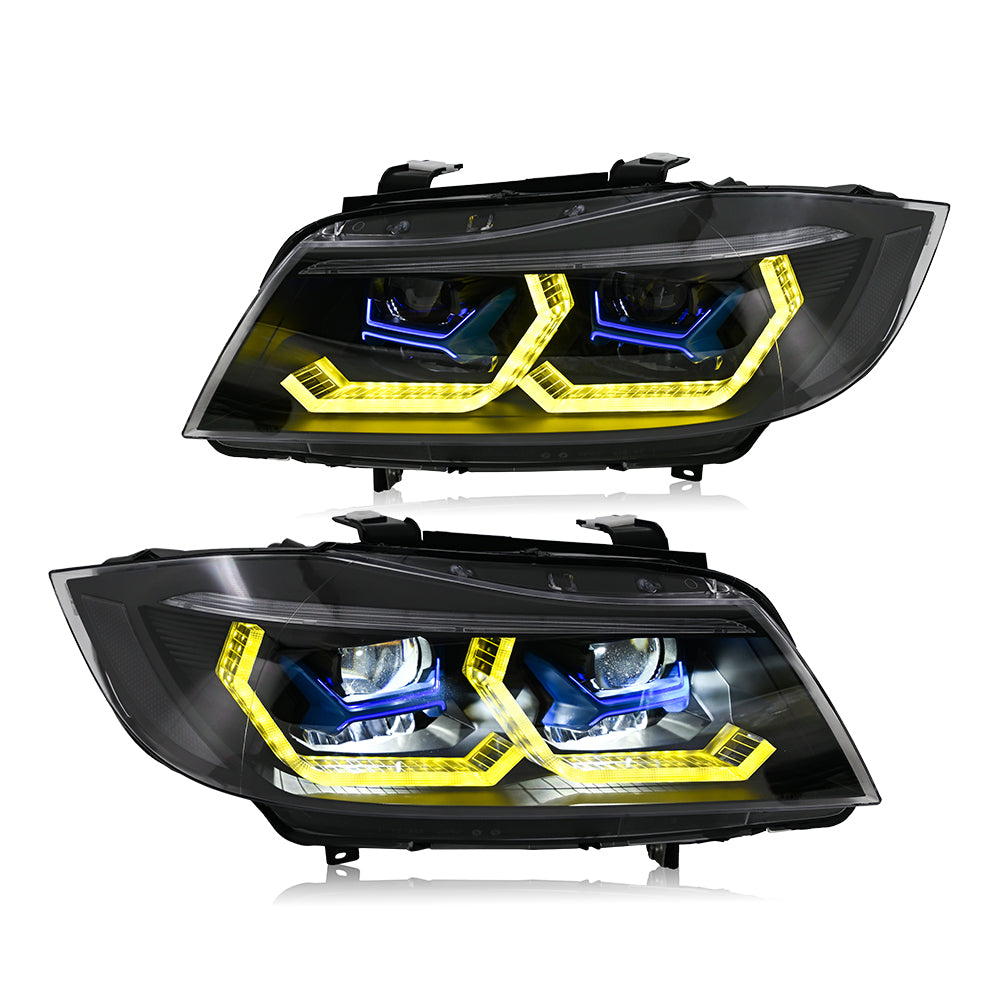 BMW 3-Series LED Headlights (2005-2012 E90/E91), Fits 320i/323i/325/328i/330/335 Halogen/Xenon - Kuerled