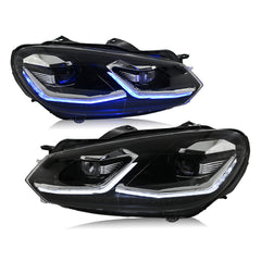 2010-2014 Volkswagen Golf GTI MK6 LED Headlights for Factory Halogen Models, Sequential Turn Signal, Plug & Play