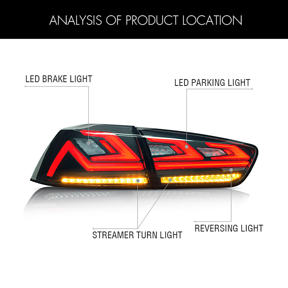 LED Tail Lights for 2008–2017 Mitsubishi Lancer & EVO X – Sequential Rear Lamps with Startup Animation