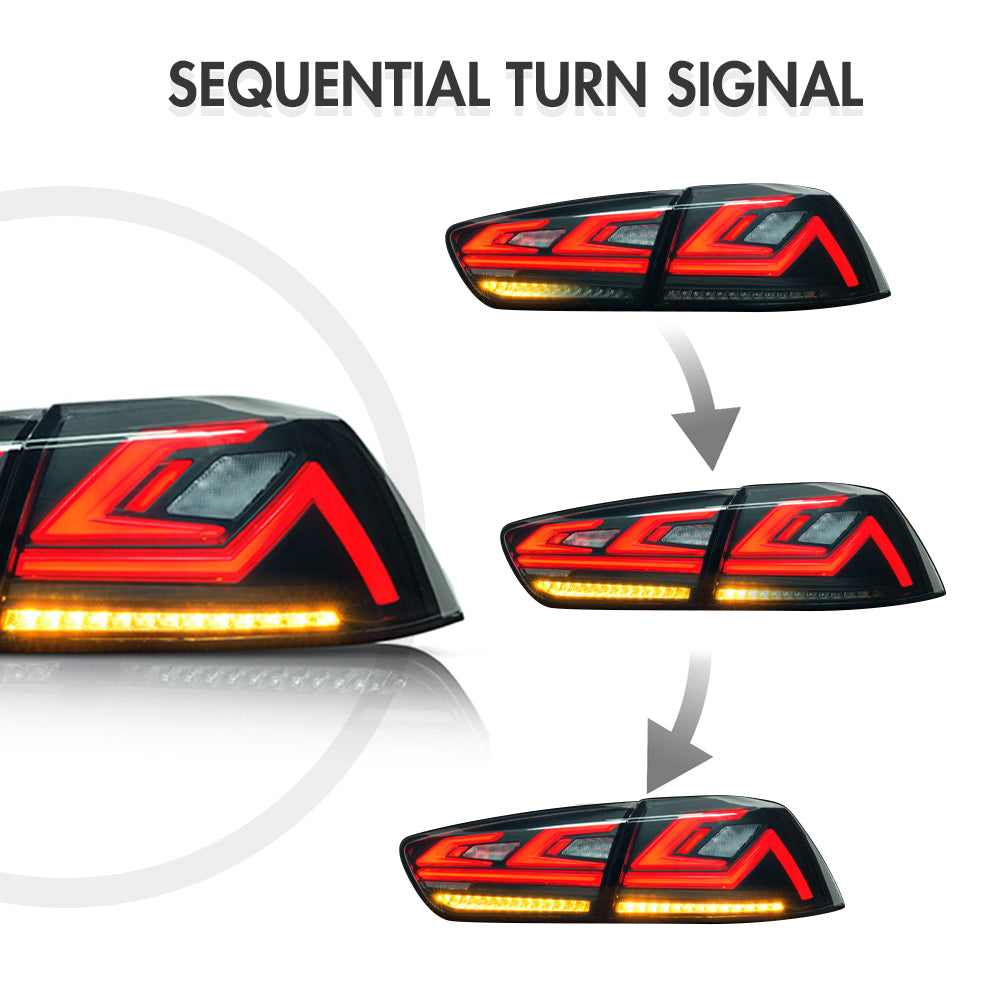 LED Tail Lights for 2008–2017 Mitsubishi Lancer & EVO X – Sequential Rear Lamps with Startup Animation