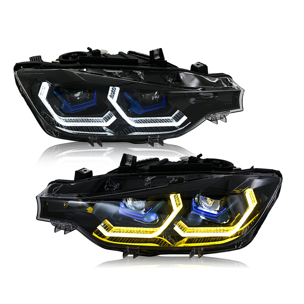 BMW 3-Series (2013-2018 F30/F31 328i/335i) LED Headlight Assembly, Dual-Color-DRL, Premium Projector Upgrade - Kuerled