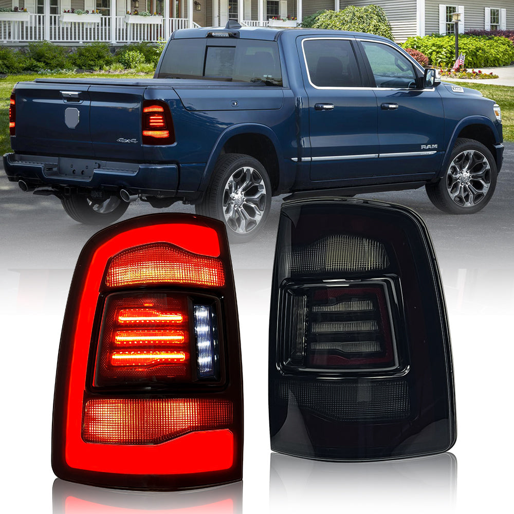 LED Tail Lights Assembly for 2009-2018 Dodge Ram 1500, 2013-2018 Ram 2500, High-Visibility Smoked Black , Easy Installation - Kuerled