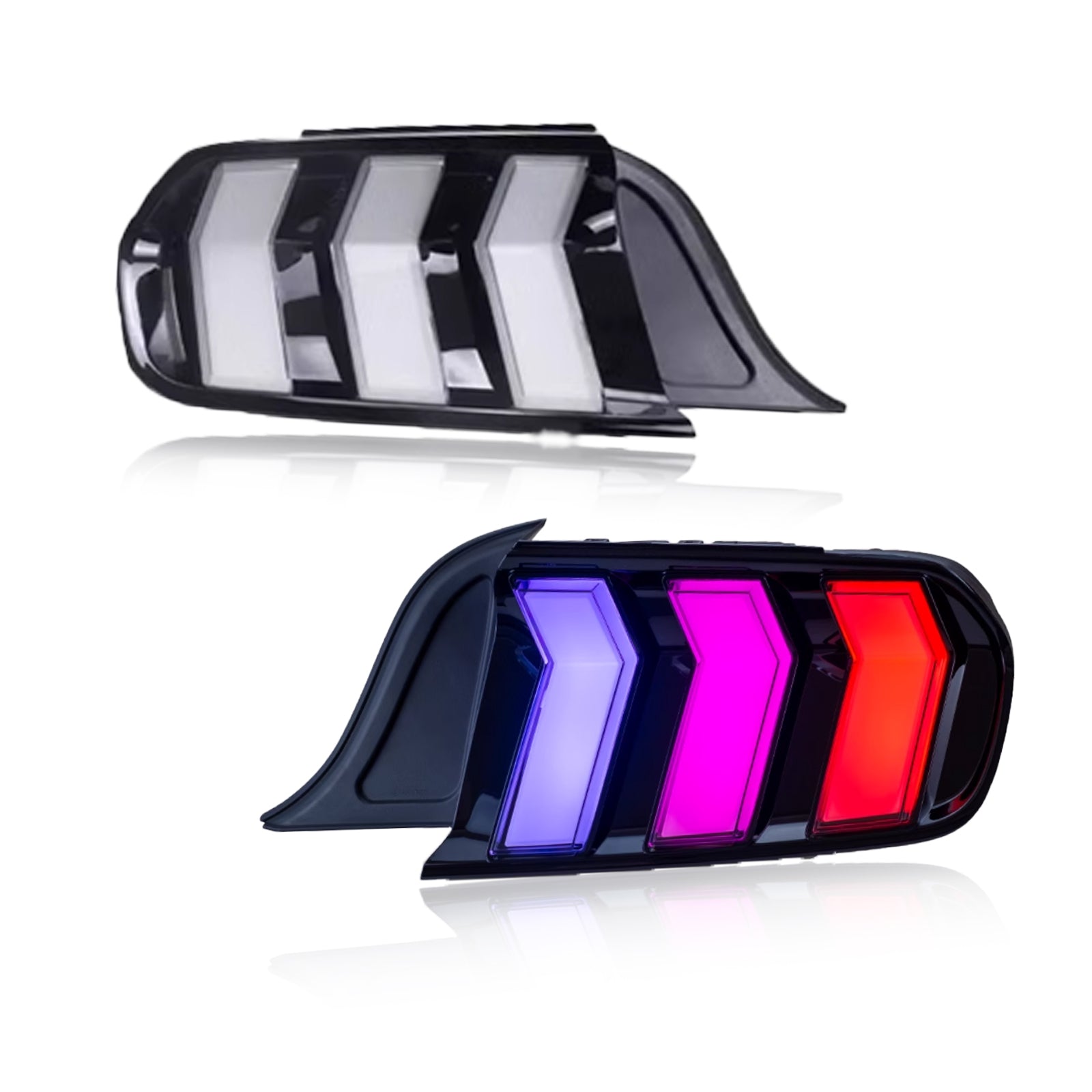 Smoked RGB LED Tail Lights with Sequential Turn Signals for 2015-2023 Ford Mustang, Color-Changing Plug & Play Assembly