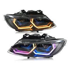 BMW 3-Series RGB LED Headlights (2007-2010 E92/E93/Coupe), Fits 325i/328i/335i, Plug and Play, Easy Installation - Kuerled
