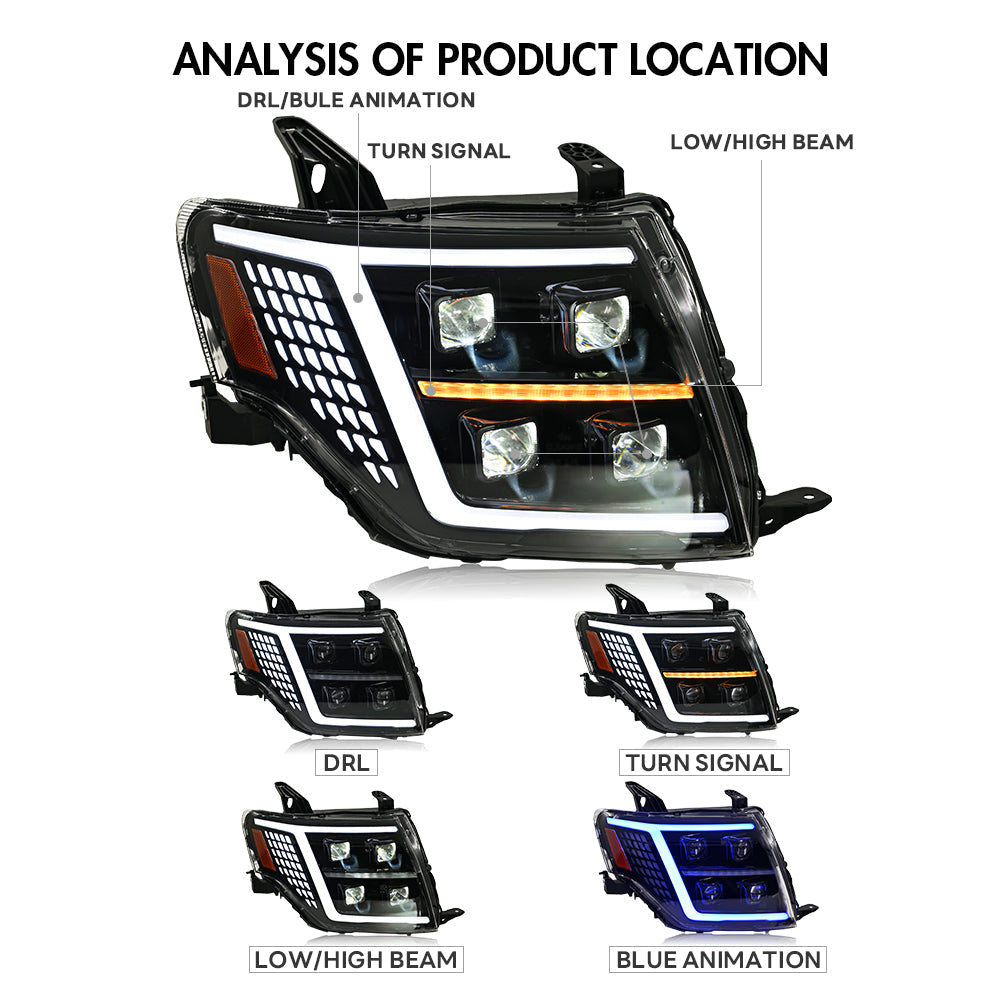 KuerLED Led Headlight For 2009-2021 Mitsubishi Pajero V93 V97 Led Headlights With Dynamic Animation Lights - KuerLED