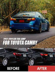 For 2012-2014 Toyota Camry Led Tail Lights with Running Lamp Brake Reverse Turn Signal - KuerLED