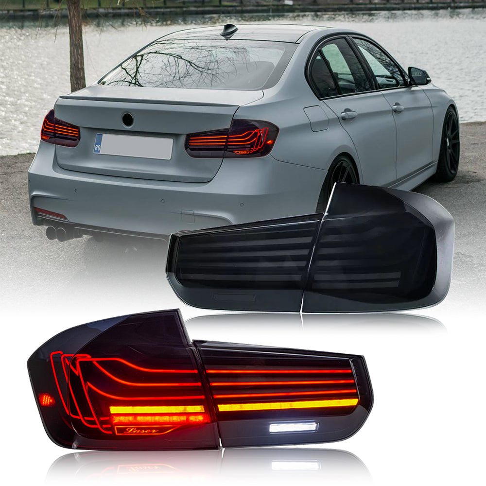 LED Tail Light for BMW 3 Series F30 (2013-2018), Laser Ray Styles(Smoked/RGB)