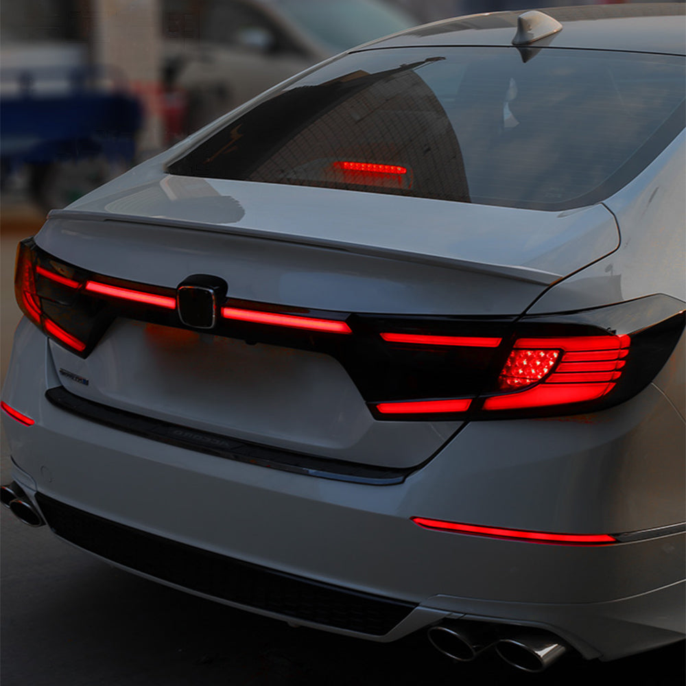 Moer-motorsports OEM+ Clear Lens LED Tail Lights – 2018-2022 Honda Accord 10th Gen Sedan, Smoked Chrome Housing, Dynamic Turn Signal