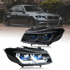 BMW 3-Series LED Headlights (2009-2012 E90/E91), Fits 320i/323i/325/330/335 Halogen/Xenon - Kuerled