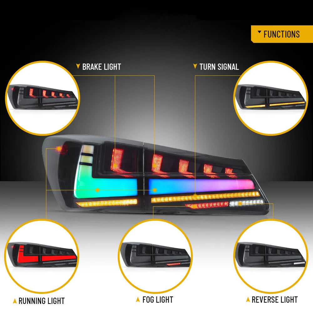 KuerLED RGB Tail Light For 2006-2012 Lexus IS250 IS350 ISF LED Tail Light Sequential Signal Light - KuerLED